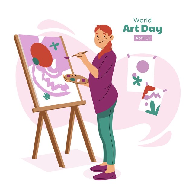 Illustration plate pour la journée mondiale de l'art