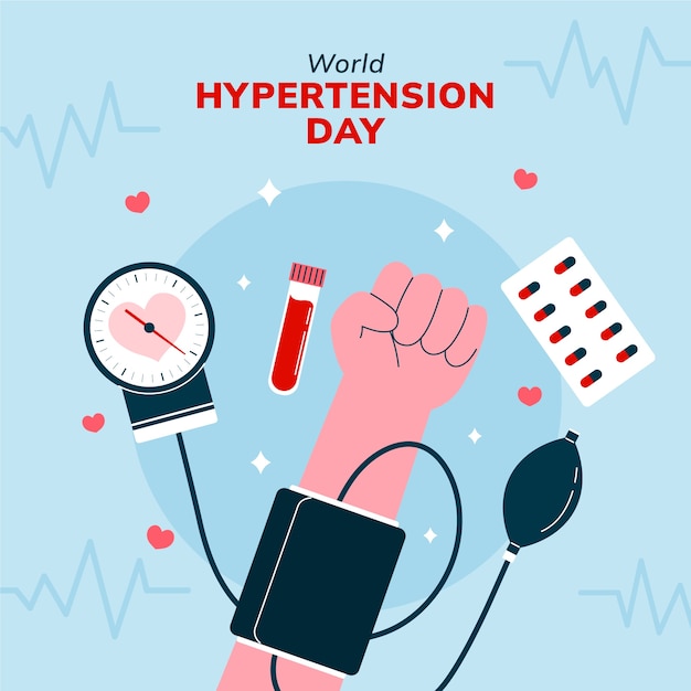 Vecteur gratuit illustration plate pour la journée mondiale de l'hypertension