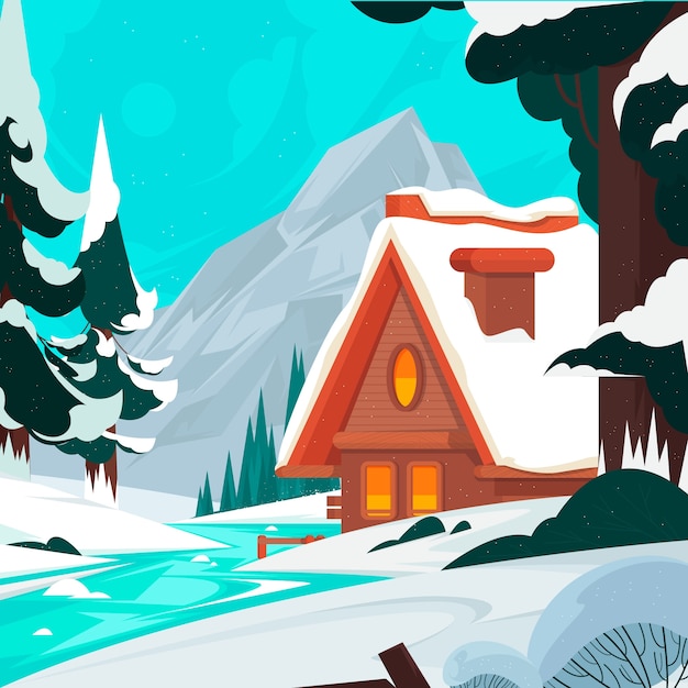 Vecteur gratuit illustration plate pour la saison hivernale