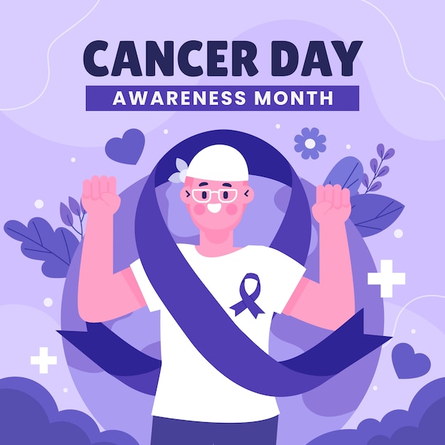 Illustration Plate Pour La Sensibilisation à La Journée Mondiale Du Cancer