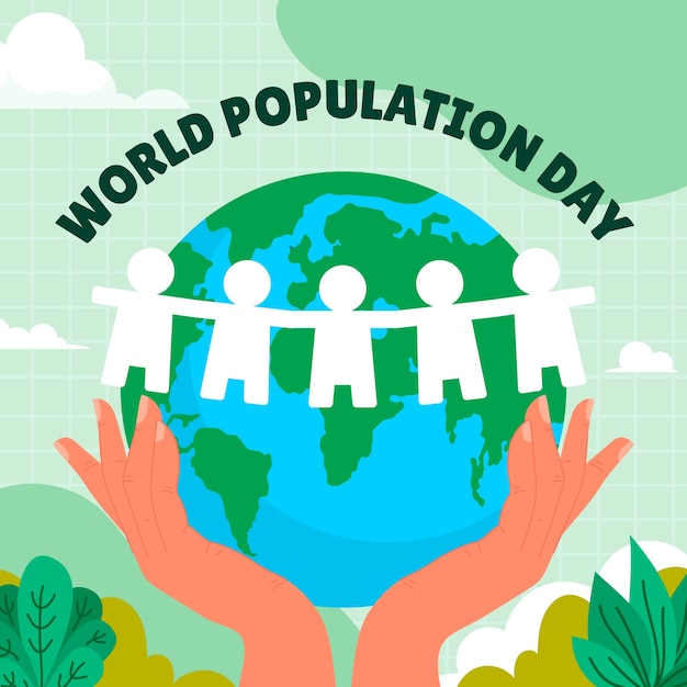 Illustration Plate Pour La Sensibilisation à La Journée Mondiale De La Population