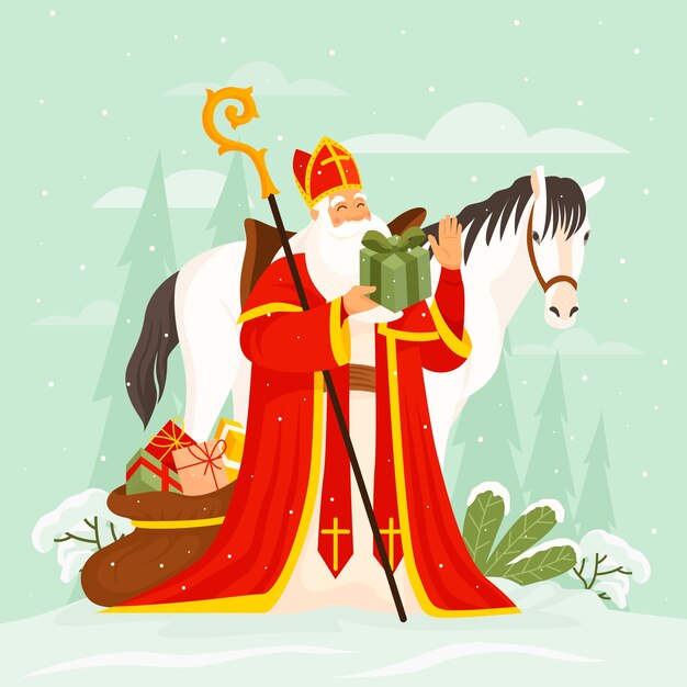 Illustration plate pour les vacances néerlandaises de Sinterklaas