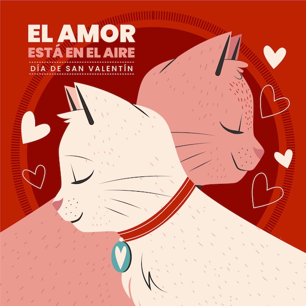 Illustration plate de la Saint-Valentin heureuse en espagnol