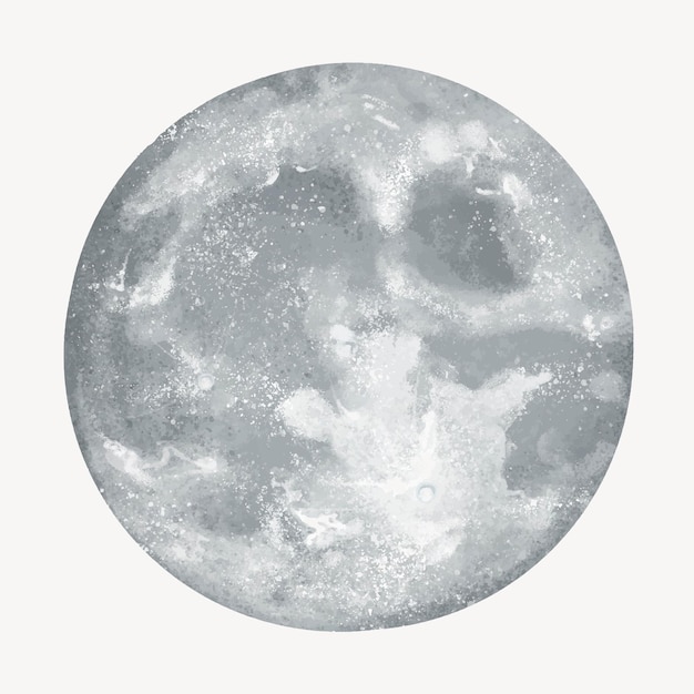 Illustration De La Pleine Lune Grise Sur Fond Blanc