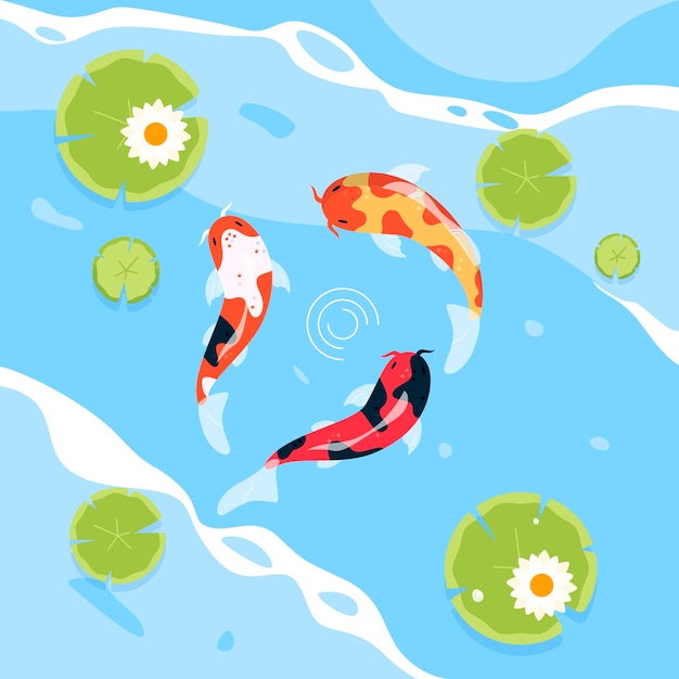 Vecteur gratuit illustration de poisson koi design plat