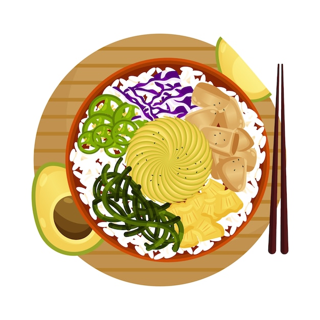 Illustration de poke design plat dessiné à la main