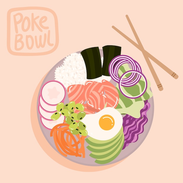 Illustration de poke design plat dessiné à la main