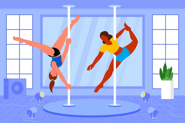 Illustration de pole dance design plat