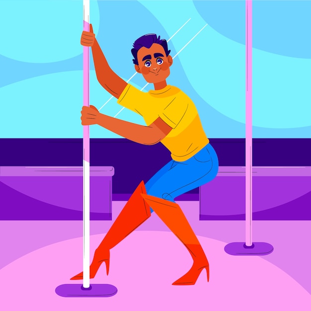 Vecteur gratuit illustration de pole dance dessinée à la main