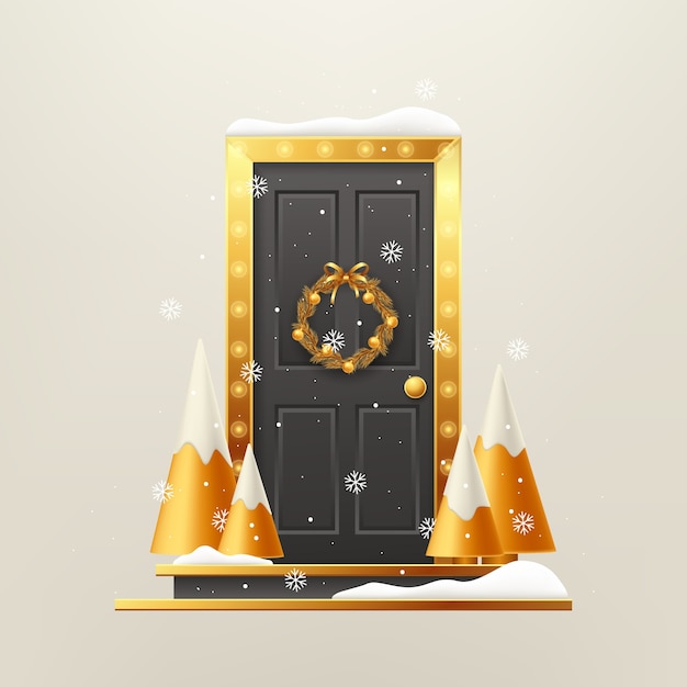 Vecteur gratuit illustration de porte de noël réaliste