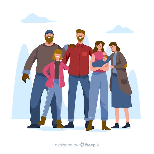 Vecteur gratuit illustration de portrait de famille dessiné à la main