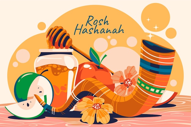 Vecteur gratuit illustration pour la célébration du nouvel an juif de rosh hashanah