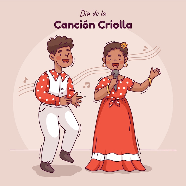 Vecteur gratuit illustration pour la célébration péruvienne du dia de la cancion criolla