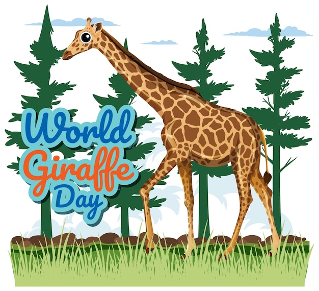 Vecteur gratuit illustration pour célébrer la journée mondiale de la girafe