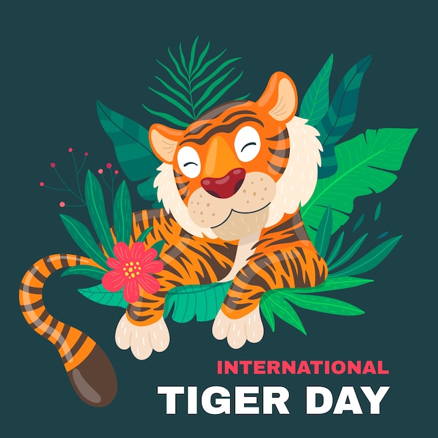 Vecteur gratuit illustration pour la sensibilisation à la journée internationale du tigre