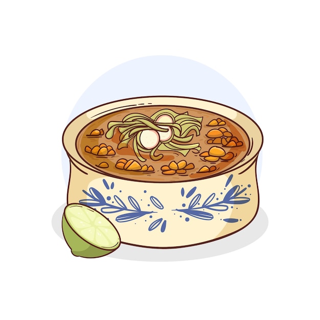 Vecteur gratuit illustration de pozole délicieux dessinés à la main