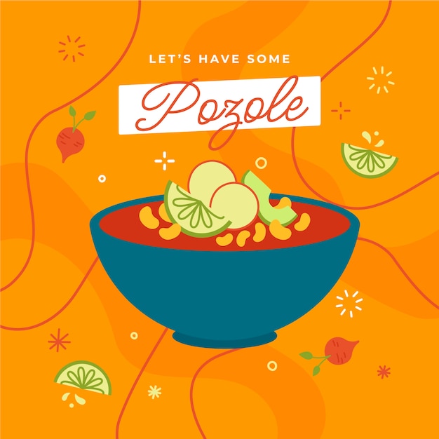 Illustration De Pozole Design Plat Dessiné à La Main