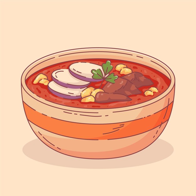 Illustration De Pozole Savoureuse Dessinée à La Main