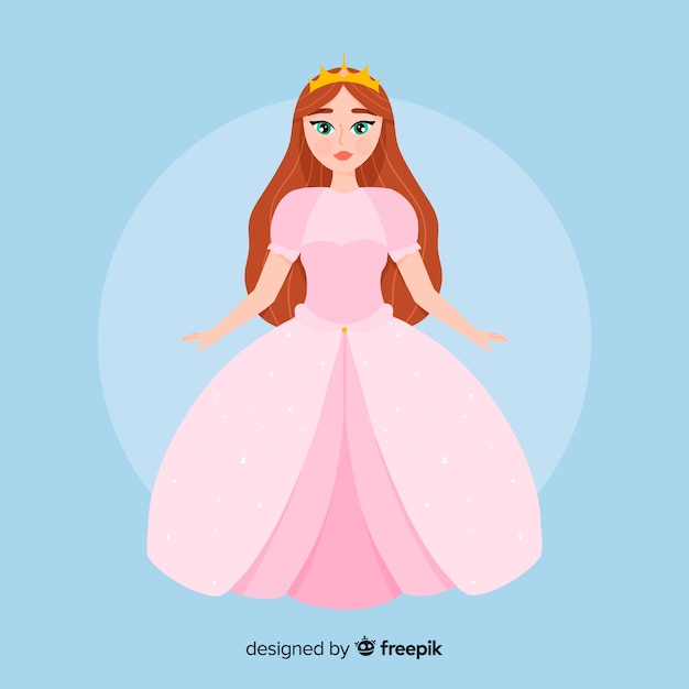 Illustration De Princesse Couleur Pastel Plat