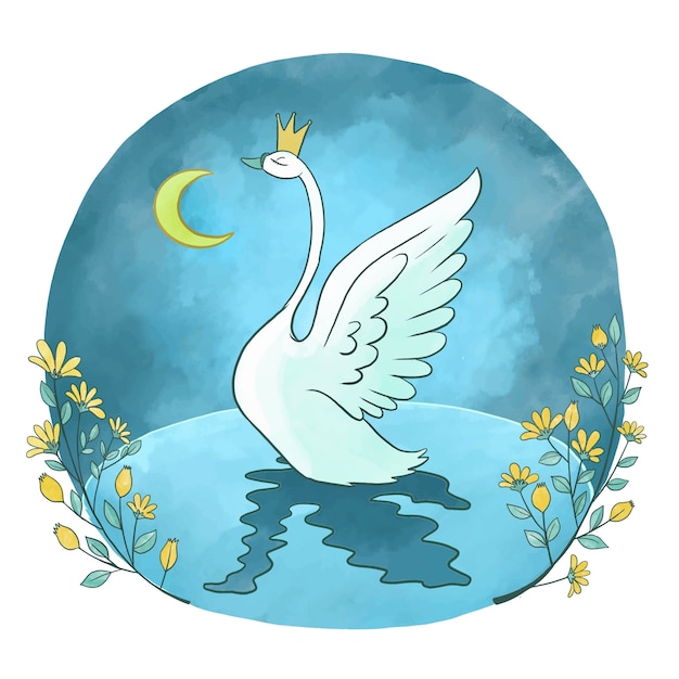 Illustration De Princesse Cygne Dessiné à La Main