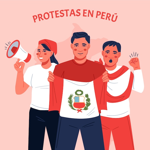 Illustration De Protestations Plat Pérou Dessinés à La Main