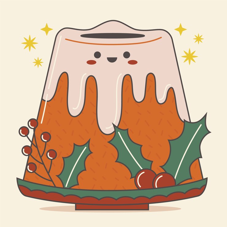 Vecteur gratuit illustration de pudding de noël dessiné à la main