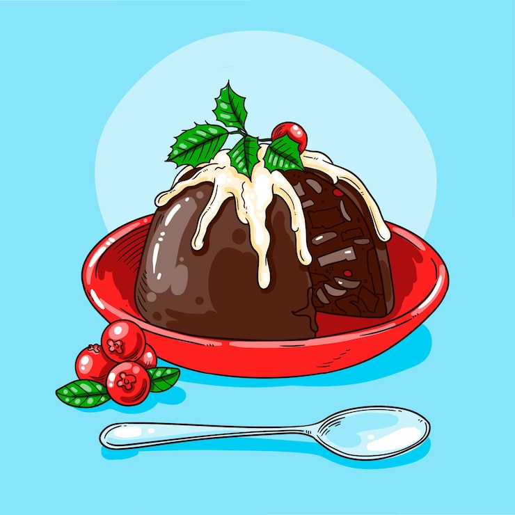 Vecteur gratuit illustration de pudding de noël dessiné à la main