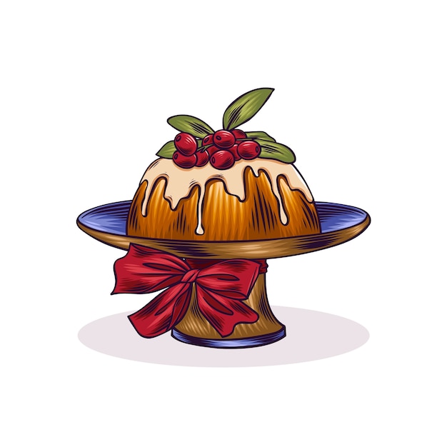 Illustration De Pudding De Noël Dessiné à La Main