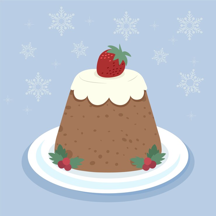 Vecteur gratuit illustration de pudding de noël plat dessiné à la main