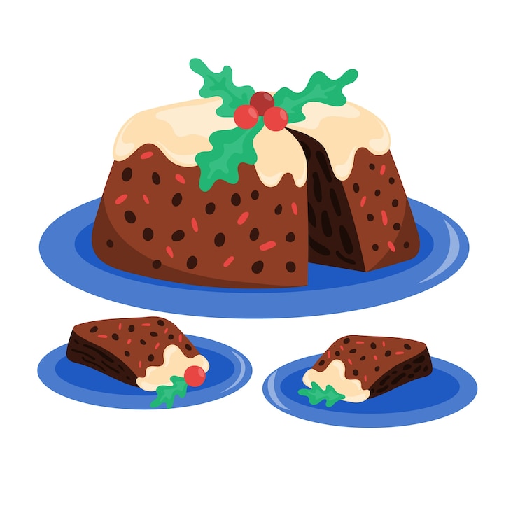 Vecteur gratuit illustration de pudding de noël plat dessiné à la main