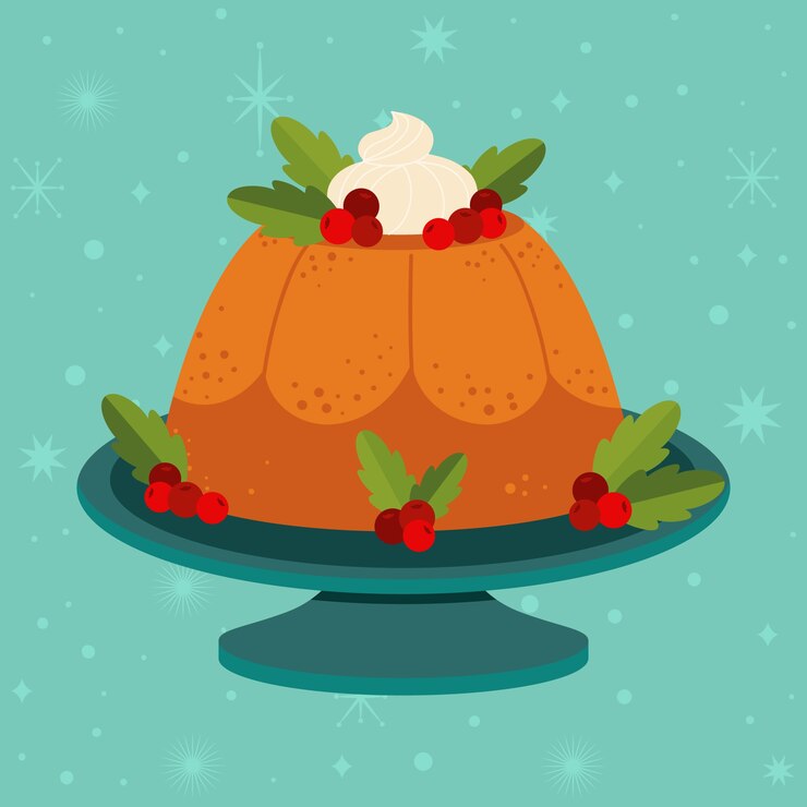 Vecteur gratuit illustration de pudding de noël plat dessiné à la main