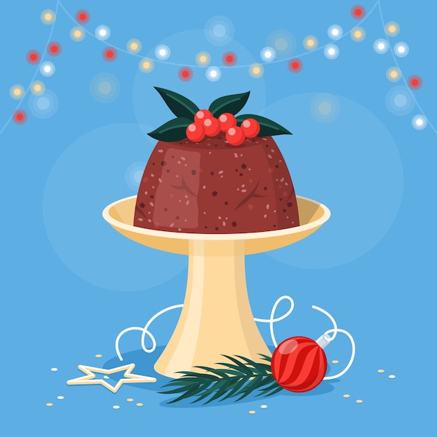 Illustration De Pudding De Noël Plat