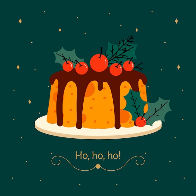 Illustration De Pudding De Noël Plat