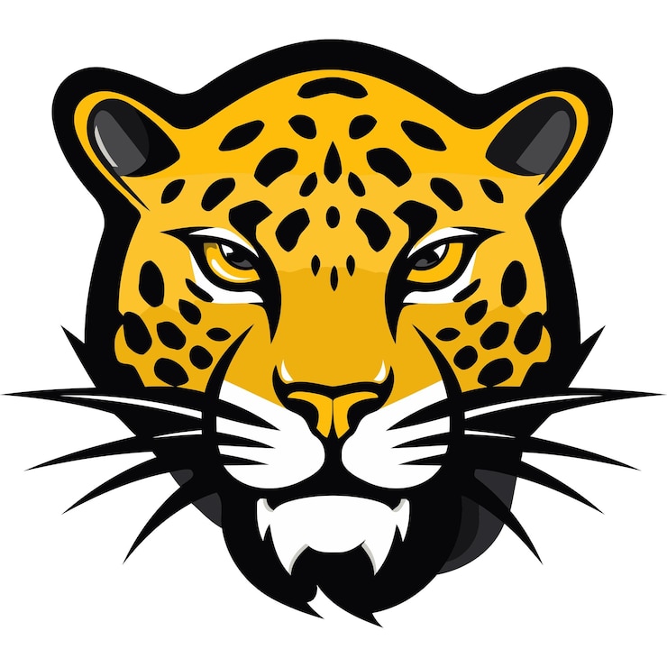 Vecteur gratuit illustration de la puissante mascotte à la tête de jaguar