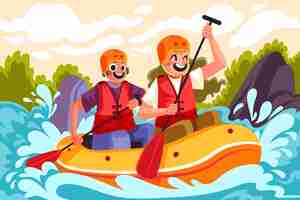 Vecteur gratuit illustration de rafting dessinée à la main