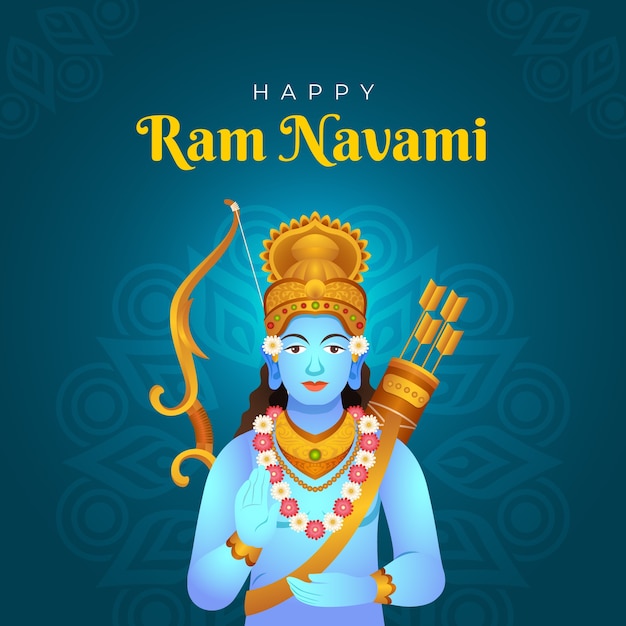 Vecteur gratuit illustration de ram navami dégradé