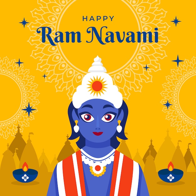 Vecteur gratuit illustration de ram navami plat