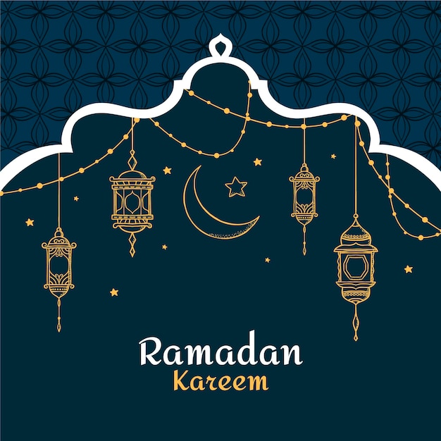 Vecteur gratuit illustration de ramadan kareem dessiné à la main