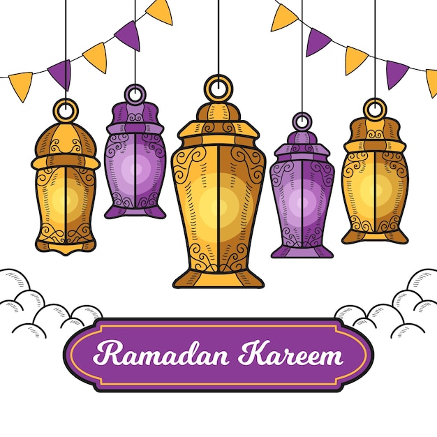 Illustration De Ramadan Kareem Dessiné à La Main