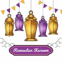 Vecteur gratuit illustration de ramadan kareem dessiné à la main