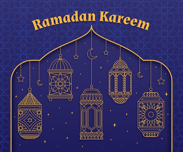 Illustration De Ramadan Kareem Dessiné à La Main