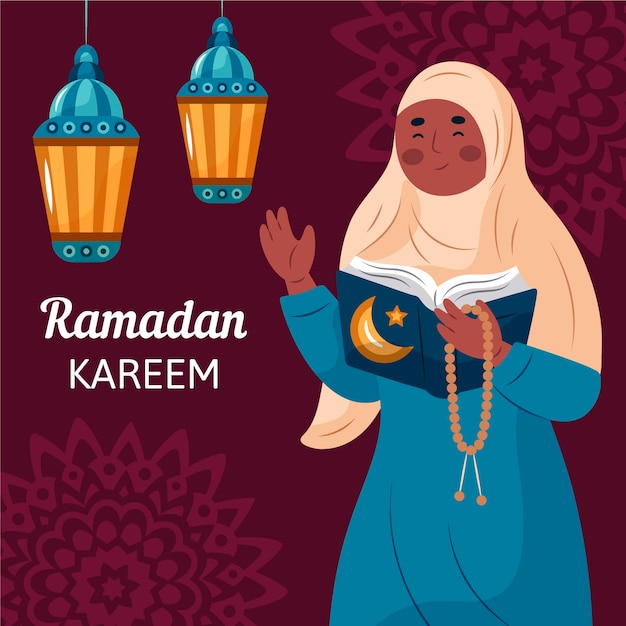 Vecteur gratuit illustration de ramadan kareem dessiné à la main