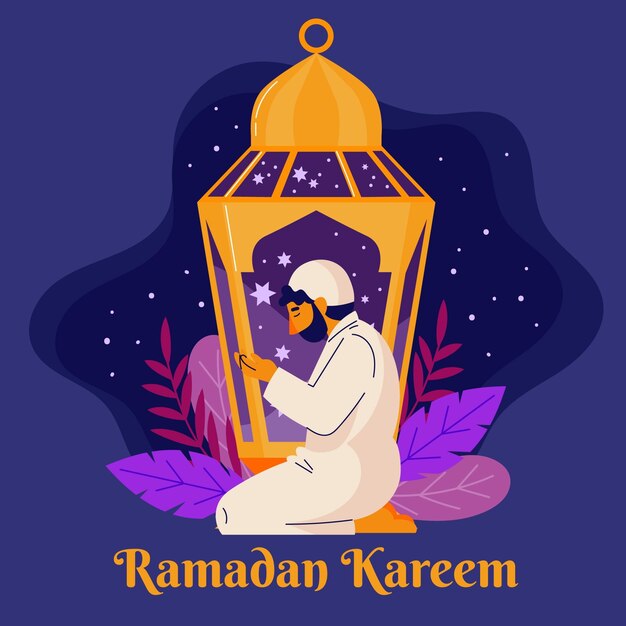 Illustration de ramadan plat bio