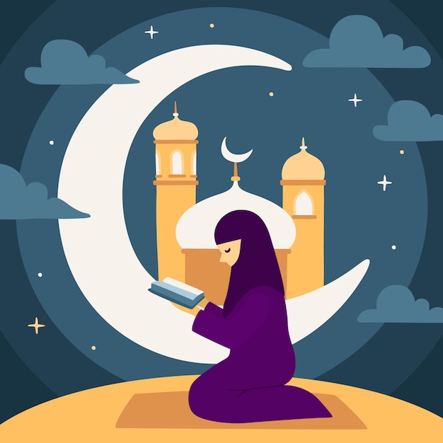 Vecteur gratuit illustration de ramadan plat bio