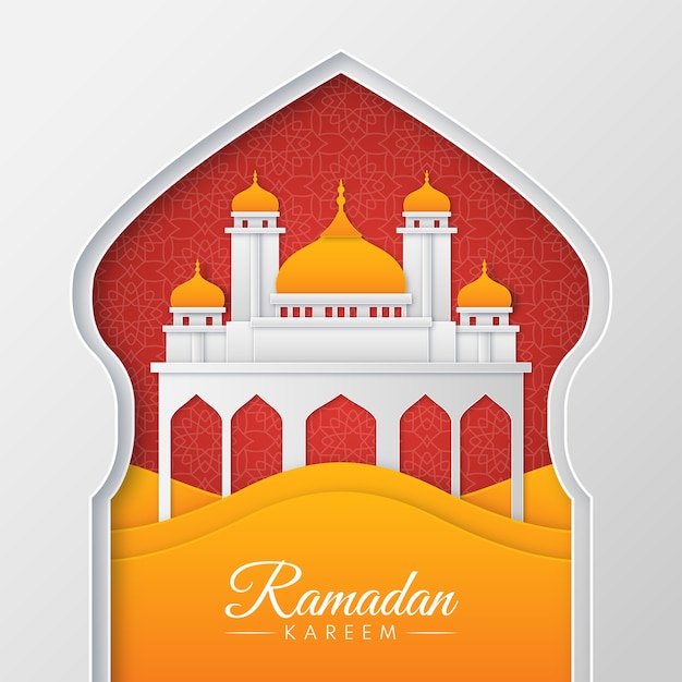 Vecteur gratuit illustration de ramadan de style papier