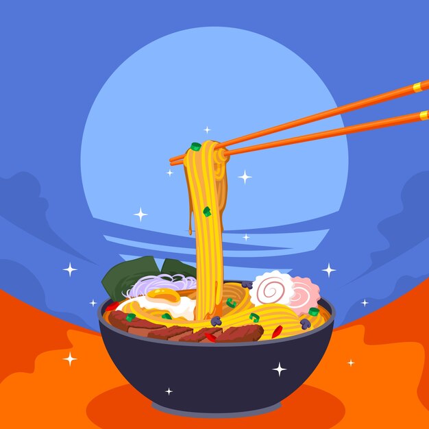 Vecteur gratuit illustration de ramen dessinée à la main