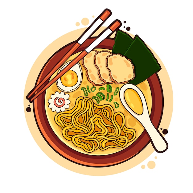 Vecteur gratuit illustration de ramen dessinée à la main