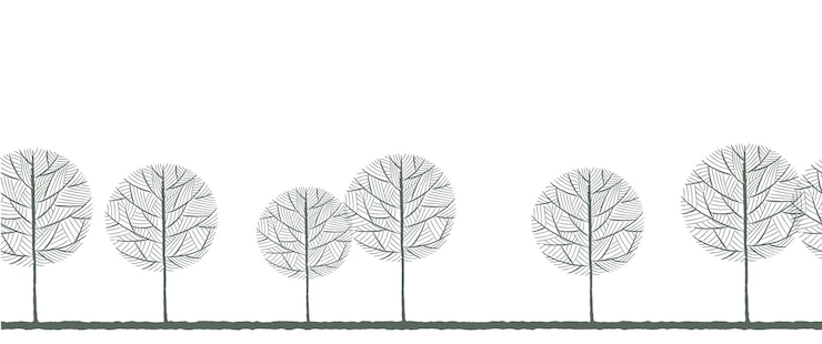 Vecteur gratuit illustration d'une rangée d'arbres sans couture isolée sur un fond blanc dans un style minimaliste artistique vectoriel