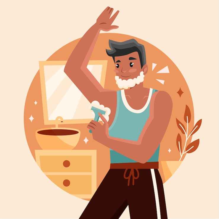 Vecteur gratuit illustration de rasage homme dessiné à la main