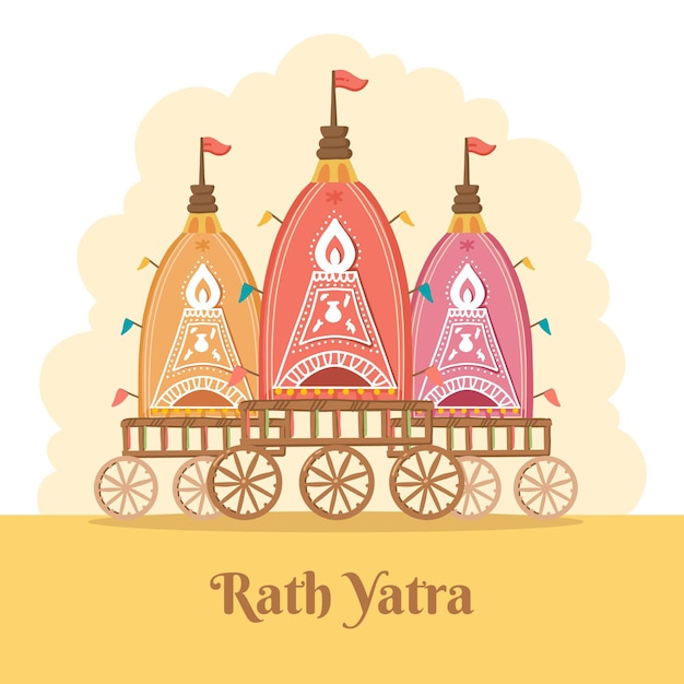Vecteur gratuit illustration de rath yatra plat organique